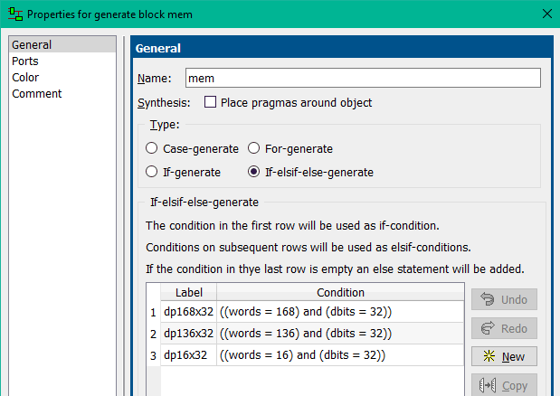 Generate block dialog